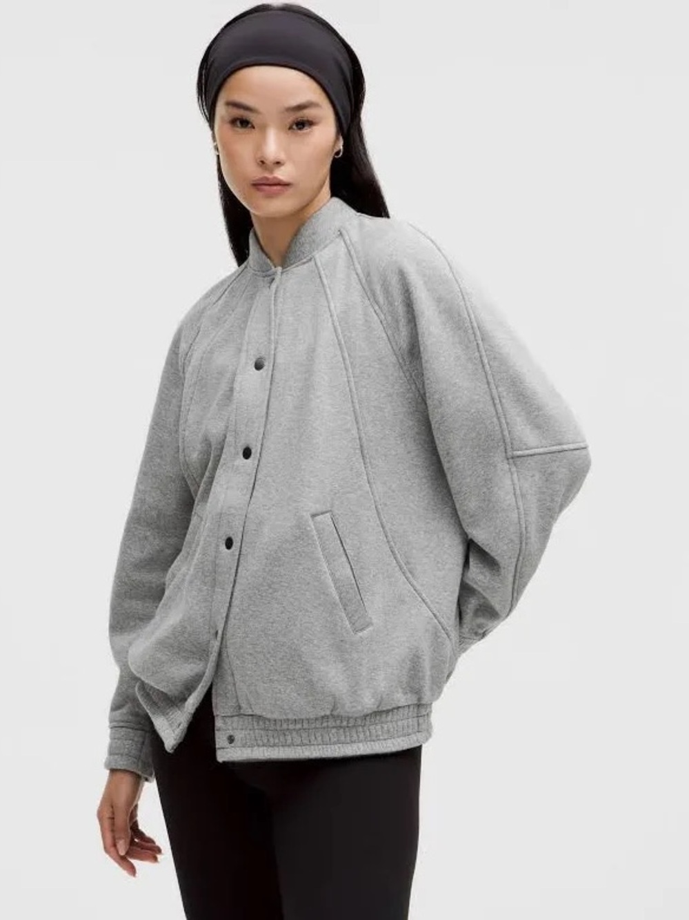 lululemon athletica Light Gray Varsity-Style Bomber Jacket
